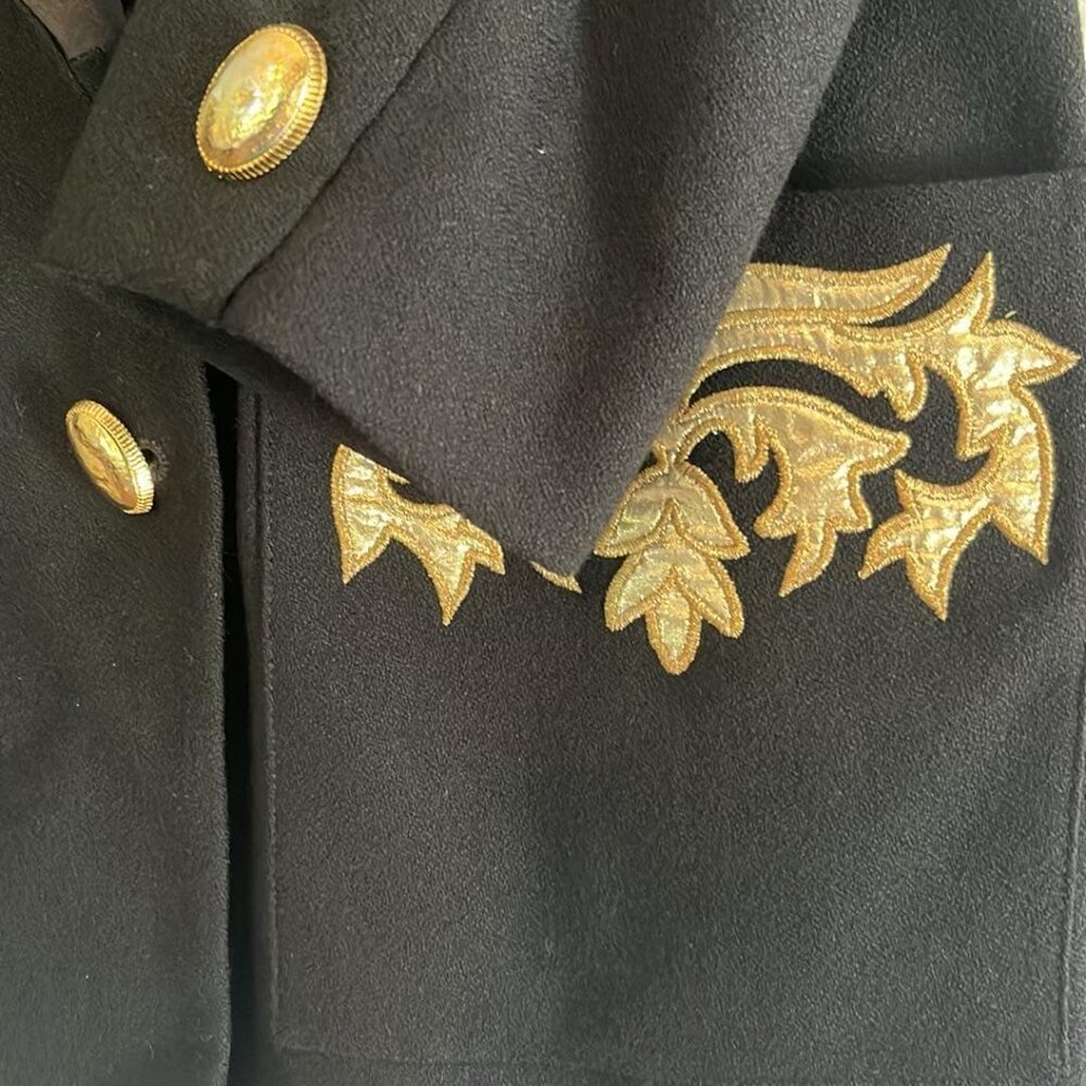 VTG 90s Oleg Cassini Woman's SZ 8 Jacket Blazer Embellished Tailored Military Lo - Picture 7 of 13